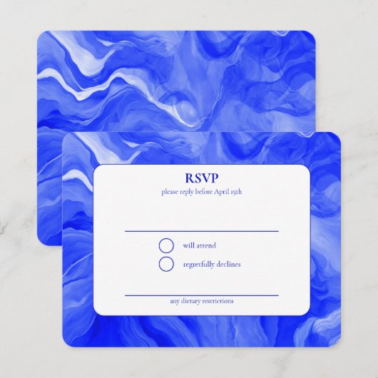 Blue Marble Star David Custom Bar Bat Mitzvah RSVP Kaartje (Voorkant / Achterkant)