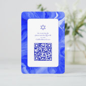 Blue Marble Star David Custom QR Bar Bat Mitzvah Informatiekaartje (Staand voorkant)