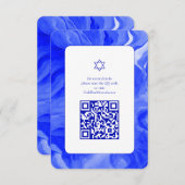 Blue Marble Star David Custom QR Bar Bat Mitzvah Informatiekaartje (Voorkant / Achterkant)