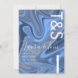 Blue Marble Swirl Bold Script Typografie Kaart