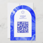 Blue Marble Swirls Star QR Bar Bat Mitzvah Arch Kaart (Achterkant)