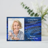 Blue Marble Sympathie Loving Memory Photo Funeral Bedankkaart (Staand voorkant)
