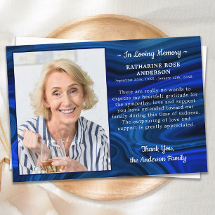 Blue Marble Sympathie Loving Memory Photo Funeral Bedankkaart