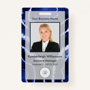 Blue Marble Tie Dye Business Employee Photo ID Badge