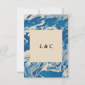 Blue Marbled Modern Coastal Wedding Details Kaart (Achterkant)