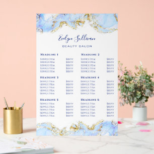 Blue Marbling Design prijslijst Acryl Bord