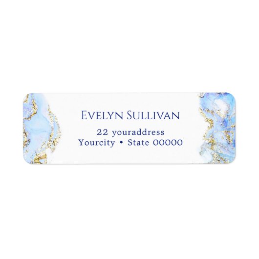 Blue marbling Return-adreslabel Etiket (Voorkant)