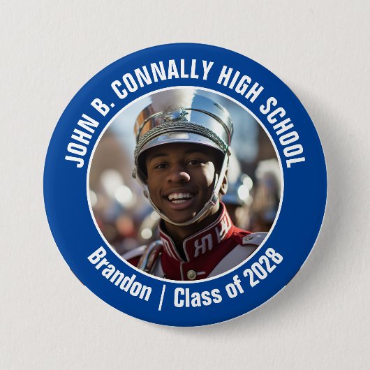Blue Marching Band Foto High School Spirit Ronde Button 7,6 Cm (Voorkant)