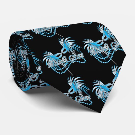 Blue Mardi Gras Mask Stropdas (Opgerold)