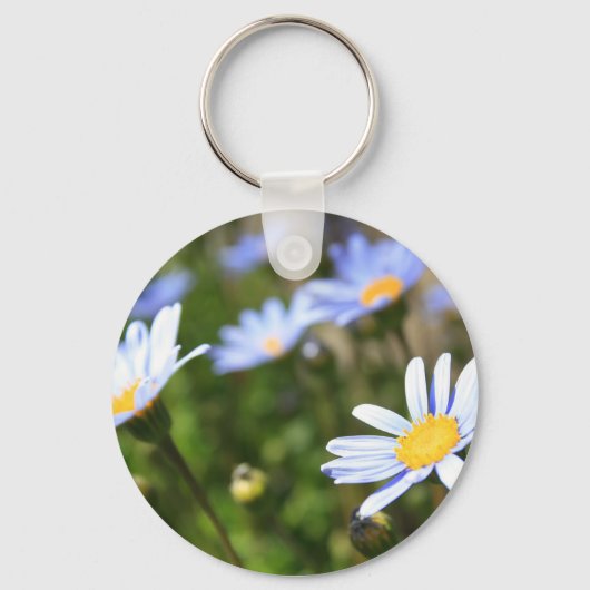 Blue Marguerite Flowers Sleutelhanger (Voorkant)