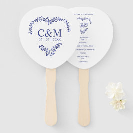 Blue Marine Branches Heart with Initials Handwaaier