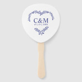 Blue Marine Branches Heart with Initials Handwaaier (Voorkant)