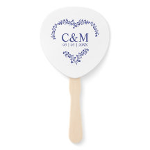 Blue Marine Branches Heart with Initials