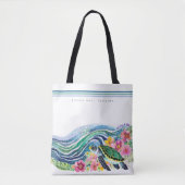 Blue Marine Happy Turtle & Waves Custom Tote Bag (Voorkant)