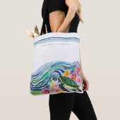 Blue Marine Happy Turtle & Waves Custom Tote Bag (Dichtbij)