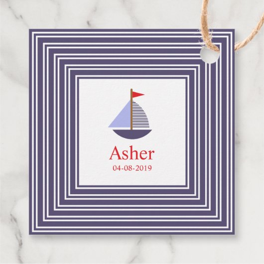 Blue Marine Inspitation Design for Childrens Bedankjes Labels (Achterkant)