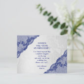 Blue Marine Lace Silver zal je mijn Bridesmaid zij Uitnodiging Briefkaart (Staand voorkant)