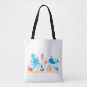 Blue Marine Life Oceaandieren Tote Bag (Voorkant)