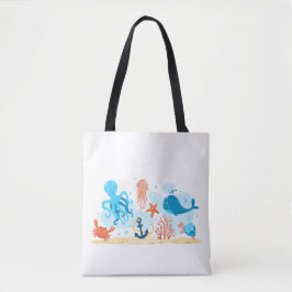 Blue Marine Life Oceaandieren Tote Bag