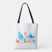 Blue Marine Life Oceaandieren Tote Bag (Achterkant)
