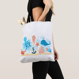Blue Marine Life Oceaandieren Tote Bag