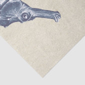 Blue Marine Life zeepaardje op beige Antiek papier (Detail)