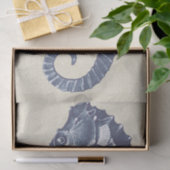 Blue Marine Life zeepaardje op beige Antiek papier (Geschenk)