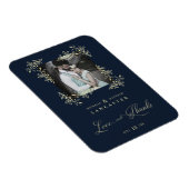 Blue Marine Sophisticated Flourish Wedding Bedankt Magneet (Rechterzijde)