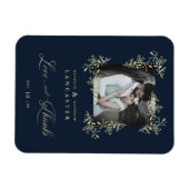 Blue Marine Sophisticated Flourish Wedding Bedankt Magneet (Horizontaal)