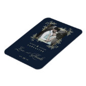 Blue Marine Sophisticated Flourish Wedding Bedankt Magneet (Linkerzijde)