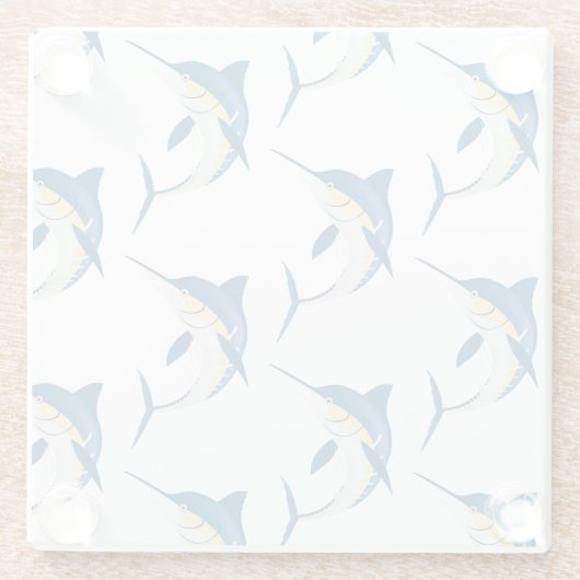 Blue Marlin 2  Glazen Onderzetter (Achterkant)