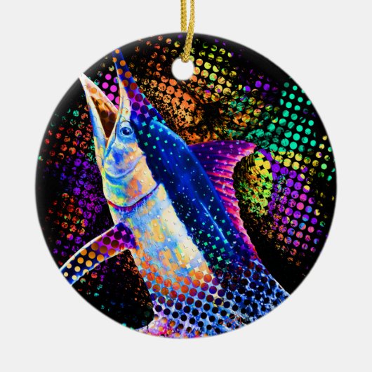 Blue Marlin Christmas Pop Keramisch Ornament (Voorkant)
