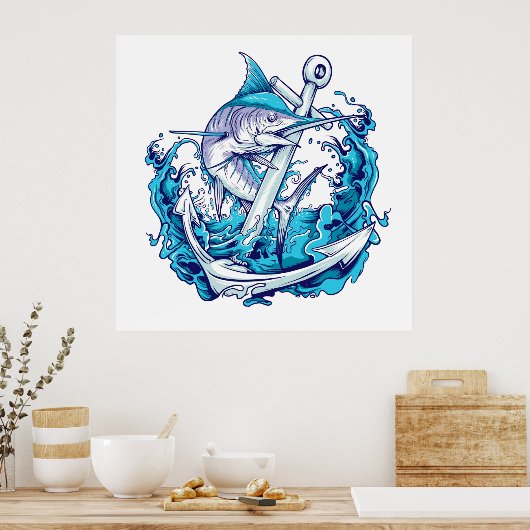Blue Marlin en Anchor Poster (Keuken)