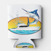 Blue Marlin en Boat Sunset Blikjeskoeler (Achterkant)