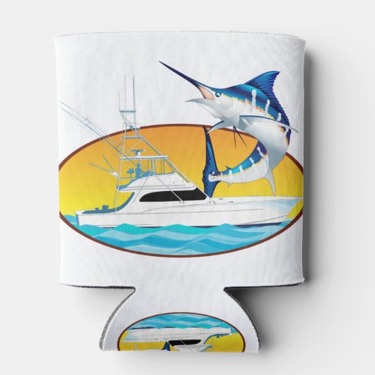 Blue Marlin en Boat Sunset Blikjeskoeler (Achterkant)