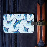 Blue Marlin Jumping out of Ocean Bagagelabel<br><div class="desc">Realistic illustration of a beautiful Marlin Fish Ocean Animal jumping out of ocean. Vector Art copyright BluedarkArt TheChameleonArt.</div>