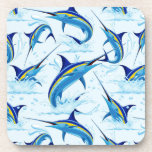 Blue Marlin Jumping out of Ocean Bier Onderzetter<br><div class="desc">Realistic illustration of a beautiful Marlin Fish Ocean Animal jumping out of ocean. Vector Art copyright BluedarkArt TheChameleonArt.</div>