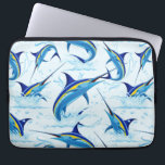 Blue Marlin Jumping out of Ocean Laptop Sleeve<br><div class="desc">Realistic illustration of a beautiful Marlin Fish Ocean Animal jumping out of ocean. Vector Art copyright BluedarkArt TheChameleonArt.</div>