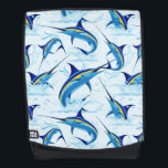 Blue Marlin Jumping out of Ocean Rugtassen<br><div class="desc">Realistic illustration of a beautiful Marlin Fish Ocean Animal jumping out of ocean. Vector Art copyright BluedarkArt TheChameleonArt.</div>