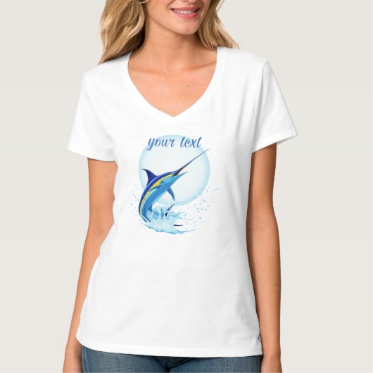 Blue Marlin Jumping out of Ocean T-shirt (Voorkant)