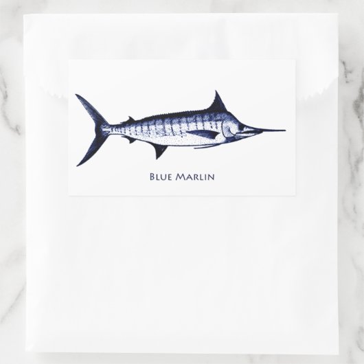 Blue Marlin Logo Rechthoekige Sticker (Tas)