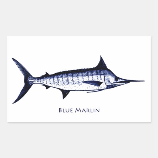 Blue Marlin Logo Rechthoekige Sticker (Voorkant)