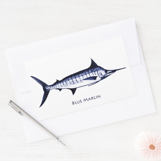 Blue Marlin Logo Rechthoekige Sticker (Envelop)