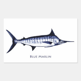 Blue Marlin Logo Rechthoekige Sticker