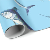 Blue Marlin on Carolina blue Cadeaupapier (Rol Hoek)
