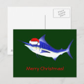 Blue Marlin Santa Claus Feestdagenkaart (Voorkant / Achterkant)