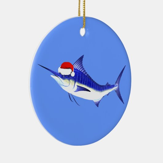Blue Marlin Santa Claus Keramisch Ornament (Rechts)