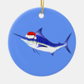Blue Marlin Santa Claus Keramisch Ornament (Voorkant)