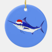 Blue Marlin Santa Claus Keramisch Ornament (Achterkant)