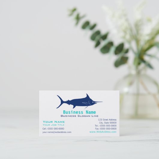 Blue Marlin Silhouette Visitekaartje (Staand voorkant)